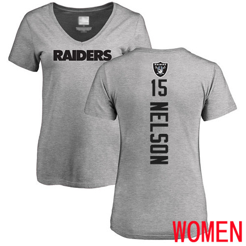 Oakland Raiders Ash Women J  J  Nelson Backer NFL Football #15 T Shirt->nfl t-shirts->Sports Accessory